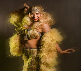 GLAMOROUS 1920S FEATHER BURLESQUE SHOW TO HIRE - WITH CORPORATE FRIENDLY VERSION 