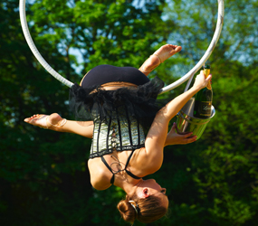 ENCHANTED FOREST THEMED ACTS AERIAL CHAMPAGNE SERVICE PERFECT LUXURY ENTERTAINMENT FOR GARDEN PARTIES AND WEDDINGS