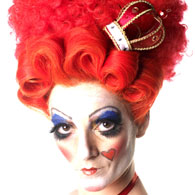 Alice In Wonderland themed party entertainment-twisted-red-queen-stilts
