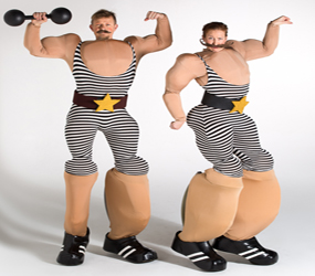 SEASIDE END OF PIER COMICAL STRONGMEN COMEDY STILTS ACT HIRE 