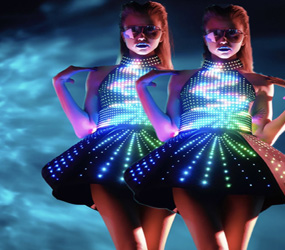 FUTURISTIC DANCERS - LED COLOUR CHANGE DANCERS HIRE FOR SPACE AGE THEMED EVENTS