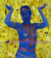 blue hindi living statue