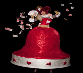 VALENTINES THEMED STILTS - QUEEN OF HEARTS LUXURY STILTS TO HIRE