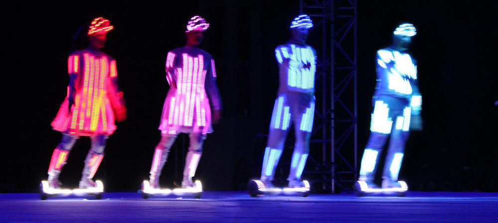 THE GLIDERS- FUTURISTIC LED HOVERBOARD DANCERS - FULLY CUSTOMISABLE WITH YOUR LOGO