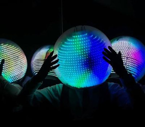 FUTURISTIC LED HEADS - Fully programmable to your event  with logos colours - hire Pixel Head Acts