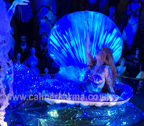 Interactive Mermaid in Shell to hire - Shell prop and mermaid performer uk