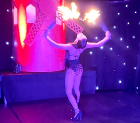 BURLESQUE STYLE SASSY FIRE ACTS -HIRE PARISIAN ROUGE FEMALE FIRE PERFORMERS UK 
