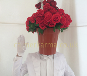 VALENTINES THEMED ENTERTAINMENT - THE ROSE HEADS WALKING ROSE BOQUET ACT TO HIRE 