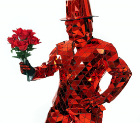 VALENTINES THEMED PERFORMERS - RED MIRROR MAN -Meet and Greet giving out roses or mix and mingle or dancing 