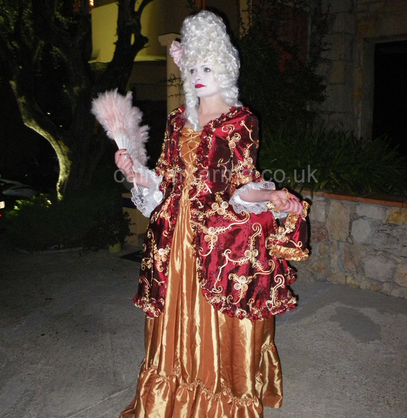 VENETIAN CARNIVAL THEMED ACTS TO HIRE - LADY VALETTA COMICAL CHARACTER PERFORMER 