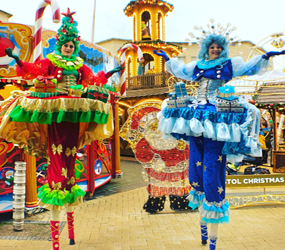 CHRISTMAS TREE STILTS +ICE QUEEN STILTS HIRE 