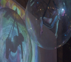ALIEN-AERIAL-BUBBLE ACROBAT ACT - SPACE THEMED ACTS TO HIRE