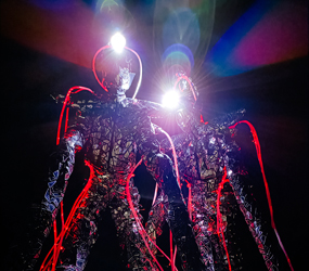 FUTURISTIC ACTS TO HIRE - LUMINOS LED COLOUR CHANGING ALIEN STILTS HIRE